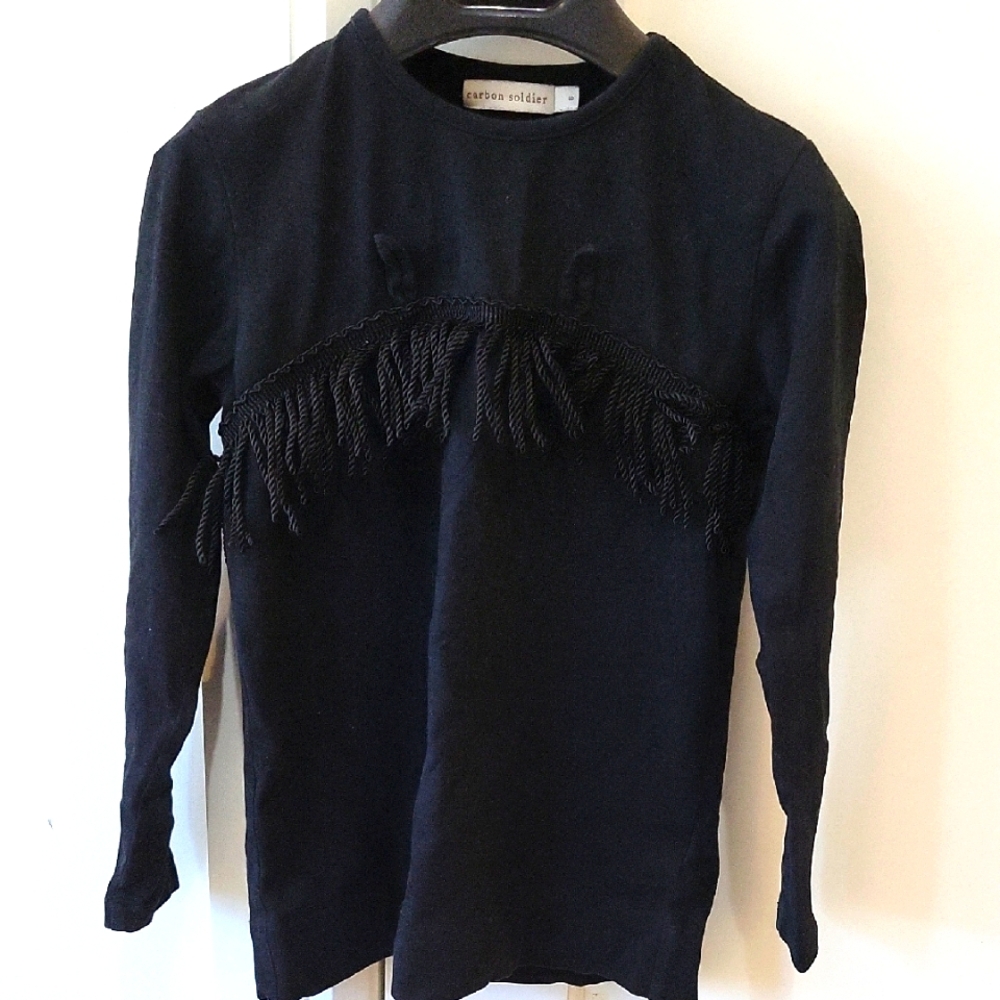 Carbon Soldier Black Fringe Long Sleeve Tee